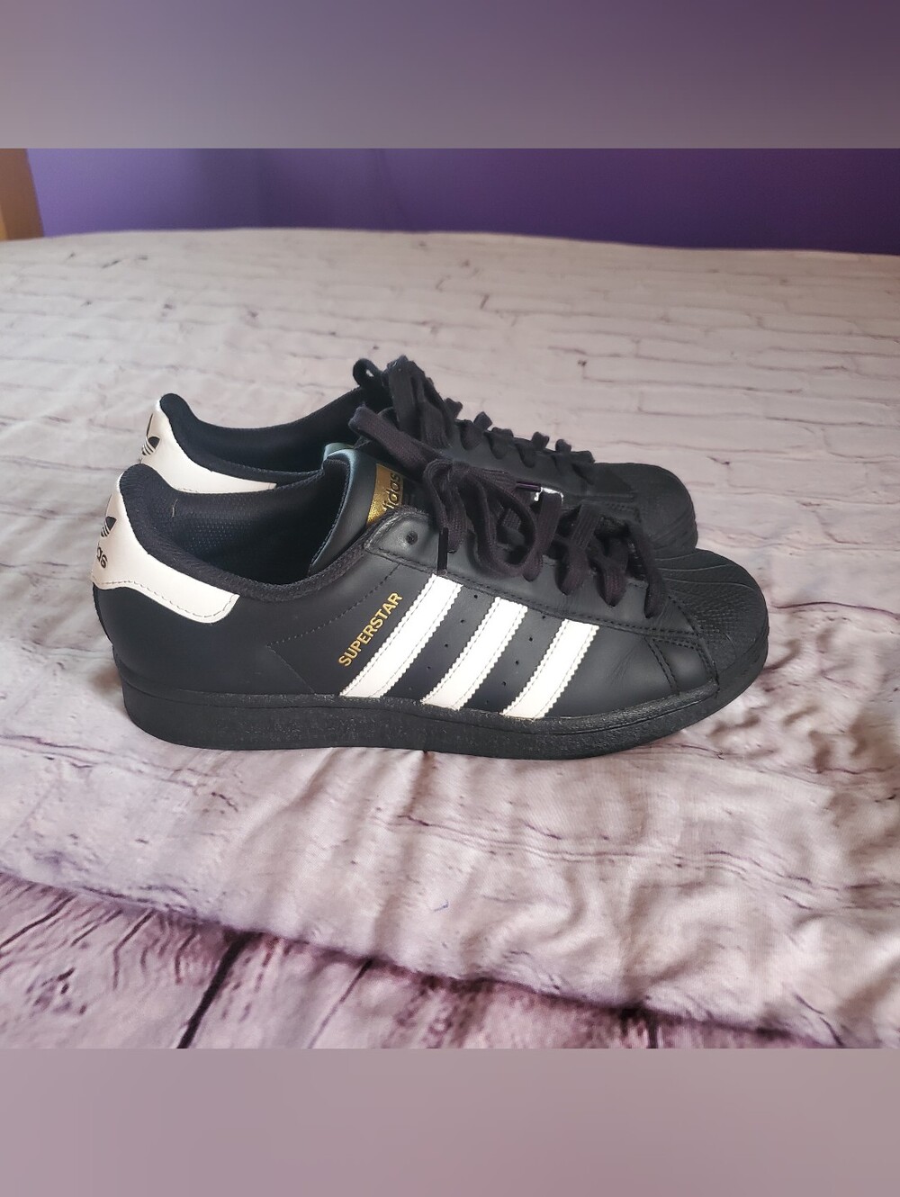 ADIDAS SUPERSTAR II BLACK/WHITE JI0079 SIZE 7 Lace-up Low Top Preppy School